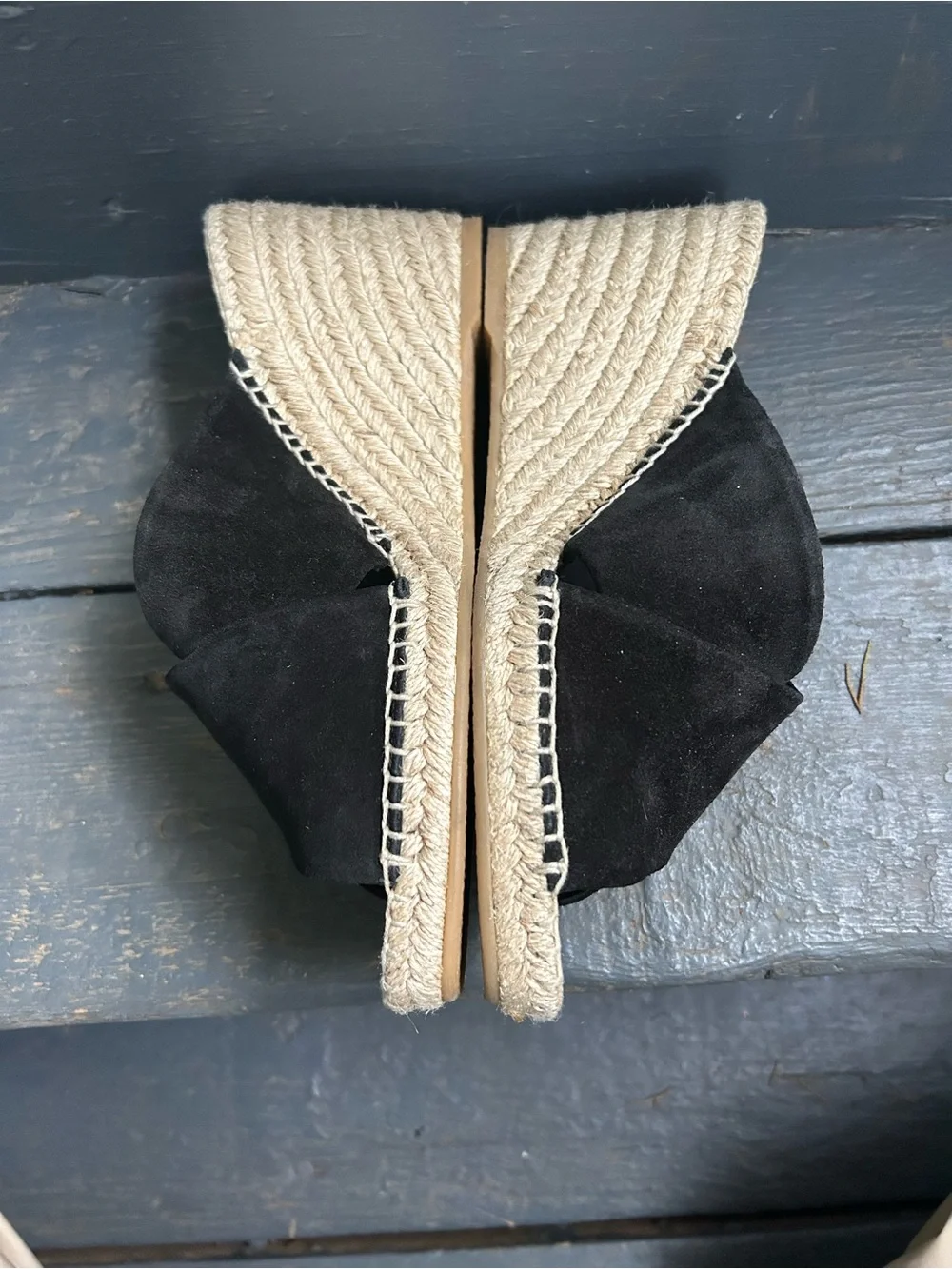 Vince “Gaelan” Square  Toe Crisscross Espadrille Wedge Sandals